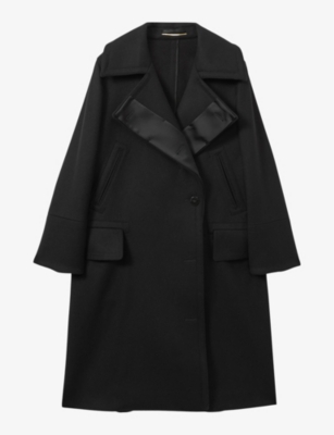 REISS WOMENS REISS X ATELIER MATILDA FELTED TRAPEZE WOOL-BLEND COAT BLACK 