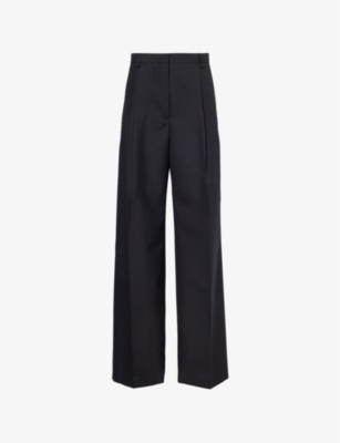 DRIES VAN NOTEN: Porter high-rise wide-leg front-pleat wool-twill trousers