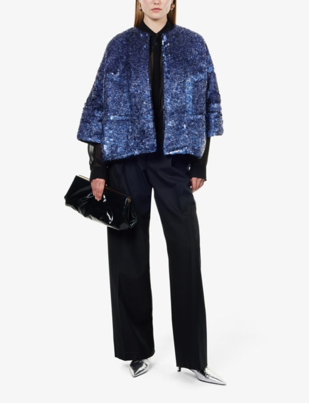 Violini sequin-embellished padded crepe jacket