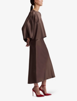 MALINA: Nami cape-look satin blouse