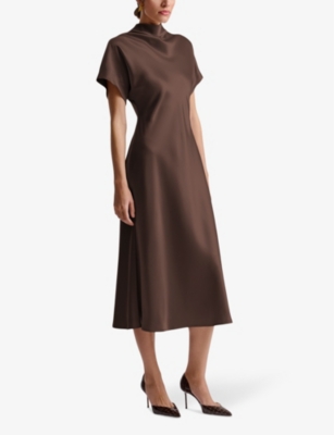 MALINA: Alivia short-sleeve satin midi dress