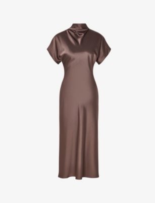 MALINA: Alivia short-sleeve satin midi dress