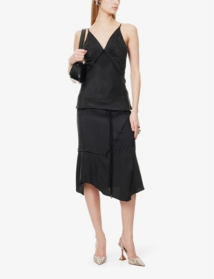KNWLS: Elisir Pleated-Panels Woven Midi Skirt