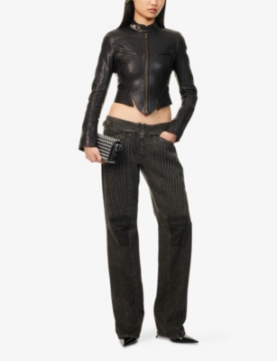 KNWLS: Claw Stand-Collar Leather Jacket
