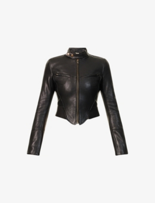 KNWLS: Claw Stand-Collar Leather Jacket