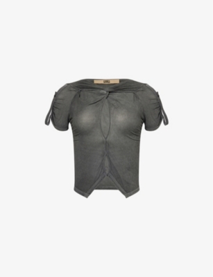 KNWLS: Twist Cropped Stretch-Woven Top