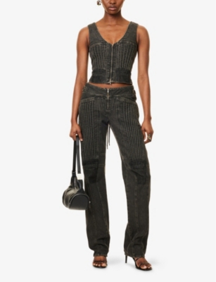 KNWLS: Panelled V-neck Denim Corset
