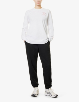 GYMSHARK WOMENS GS WHITE I LOVE SQUATS GRAPHIC-PRINT COTTON SWEATSHIRT XL 