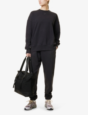 Gymshark Womens  Power Washed Straight-leg Cotton-blend Jogging Bottom In Gs Blk/ac Wsh Small Ball