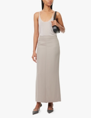 GIORGIO ARMANI: Split-hem mid-rise silk maxi skirt