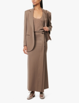 GIORGIO ARMANI: Wrap-over mid-rise wool maxi skirt