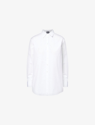 Giorgio Armani Womens Brilliant White Regular-fit Long-sleeve Cotton Shirt