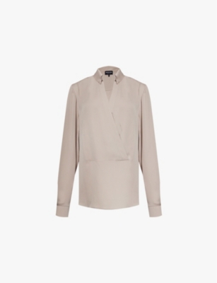 GIORGIO ARMANI: V-neck long-sleeve silk blouse
