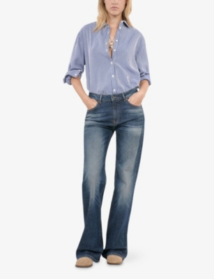 The Kooples Womens Flared-leg Low-rise Denim Jeans Blue Electric In Blue Electric