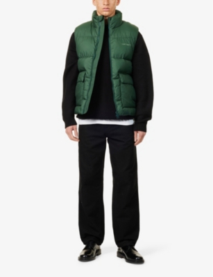 Carhartt Mens  Wip Springfield Logo-print Padded Shell-down Gilet In Sycamore Tree/green