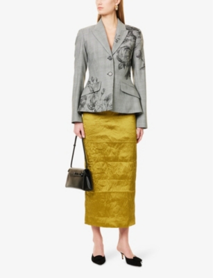 ERDEM: Floral-Print Fitted Woven Blazer