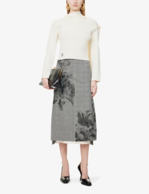 ERDEM WOMENS ECRU DRAPE COTTON AND WOOL-BLEND JUMPER XS 