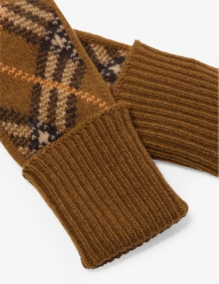 BURBERRY: Check-print cashmere-blend gloves