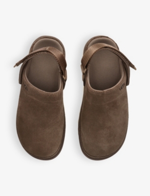 UGG WOMENS DARK BROWN GOLDENSTAR LOGO-EMBOSSED SUEDE CLOGS EUR 36 / 3 UK 