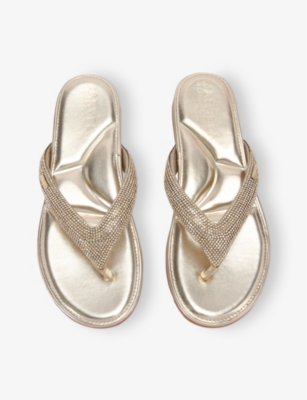 CARVELA WOMENS CARVELA RIVIERA JEWEL EMBELLISHED WOVEN SANDALS 