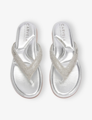 CARVELA WOMENS SILVER RIVIERA JEWEL EMBELLISHED WOVEN SANDALS EUR 42/ 9 UK 