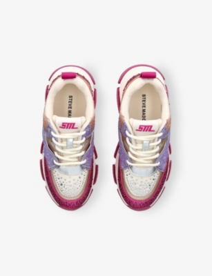 STEVE MADDEN: Kids' JPrivy Panelled Rhinestone Low-Top Woven Trainers