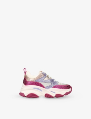 STEVE MADDEN: Kids' JPrivy Panelled Rhinestone Low-Top Woven Trainers