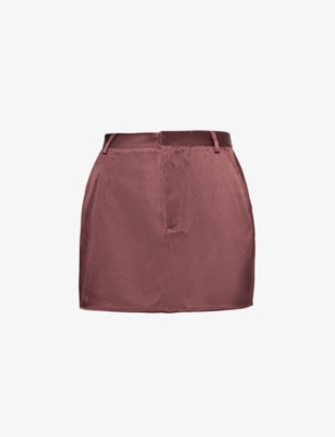 PRETTY LAVISH: Beck welt-pocket satin mini skirt