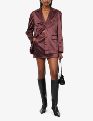 PRETTY LAVISH: Beck high-rise satin micro mini skirt