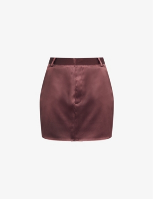 PRETTY LAVISH: Beck high-rise satin micro mini skirt