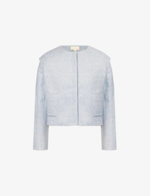 Pretty Lavish Womens Grey Rudy Boxy-fit Cropped Felted Jacket In Grey