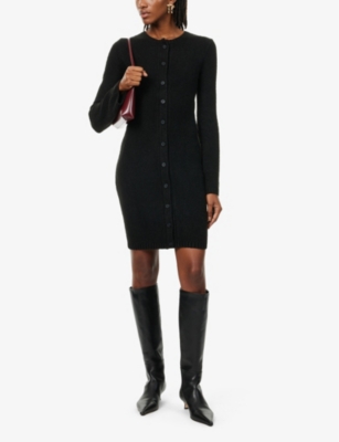Pretty Lavish Womens  Aida Button-up Knitted Mini Dress In Black