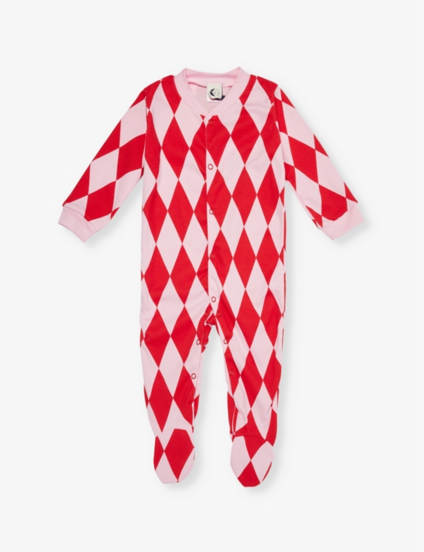 Harlequin graphic-print cotton babygrow 0-18 months
