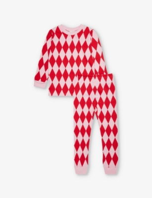 SLEEPY DOE: Harlequin graphic-pattern cotton-jersey pyjama set 1-11years
