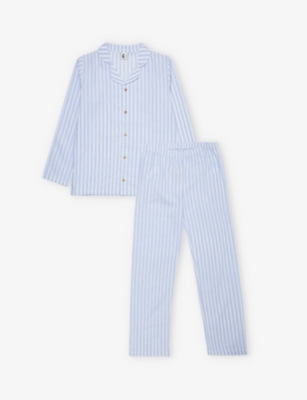 Sleepy Doe Tripe-pattern Cotton-jersey Pyjama Set 1-11 Y In Blue/white Stripe