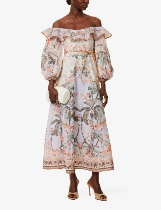 Wylie floral linen midi dress