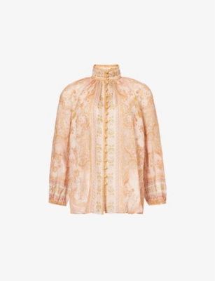 ZIMMERMANN: Acacia Billow balloon-sleeves ramie blouse