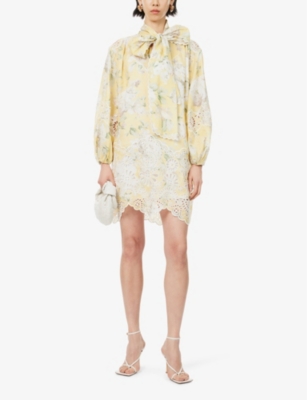 ZIMMERMANN: Acacia balloon-sleeves stretch-woven mini dress