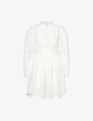 Zimmermann Acacia Broderie Mini Dress Ivory In Ivory