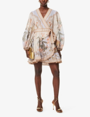 ZIMMERMANN: Wylie wrap long-sleeve cotton mini dress