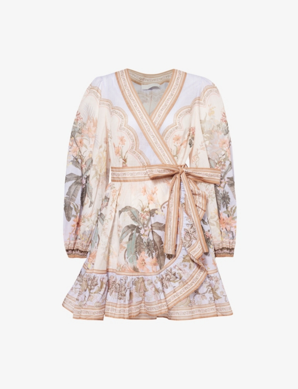 Wylie wrap long-sleeve cotton mini dress