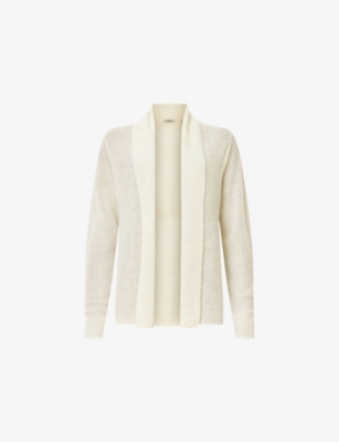 Allsaints Womens Jade Semi-sheer Wool-blend Cardigan Chalk White In Chalk White