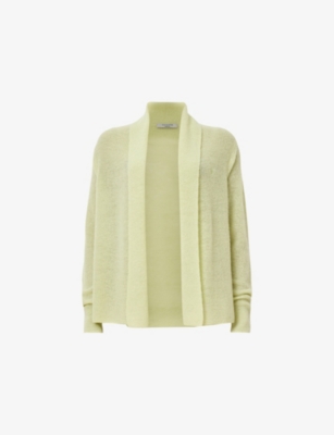 Allsaints Womens Jade Semi-sheer Wool-blend Cardigan Jade Green In Jade Green