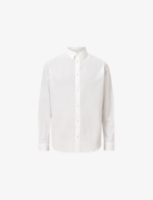 Allsaints Laguna Linen Blend Relaxed Fit Shirt In White