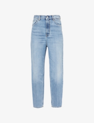 Totême Womens High-rise Tapered Leg Denim Jeans Worn Blue