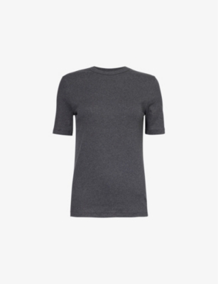 Totême Womens Charcoal Melange Ribbed Round-neck Stretch-organic-cotton T-shirt
