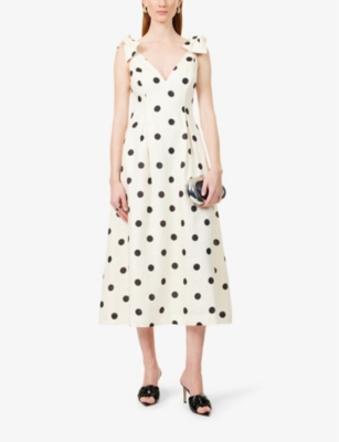 ZIMMERMANN: Crush V-neck polka-dot linen midi dress