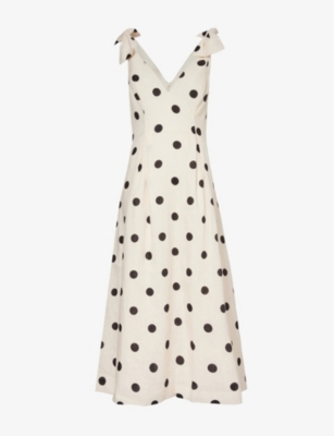 ZIMMERMANN: Crush V-neck polka-dot linen midi dress