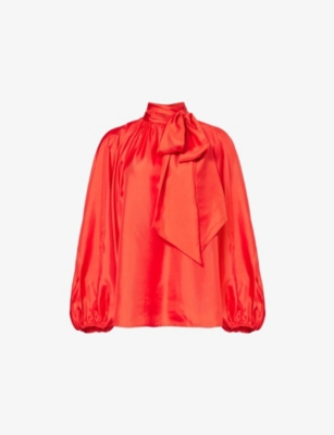 ZIMMERMANN: Crush batwing-sleeves silk blouse