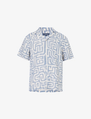 FRESCOBOL CARIOCA: Roberto graphic-pattern short-sleeve linen shirt